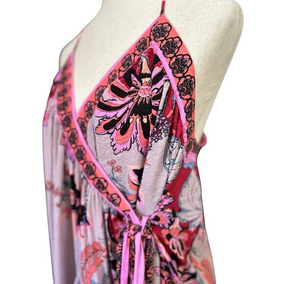Free People Magic Garden Slip Dress Women Small Purple Floral Wrap Fairy Whimsy - Picture 7 of 11